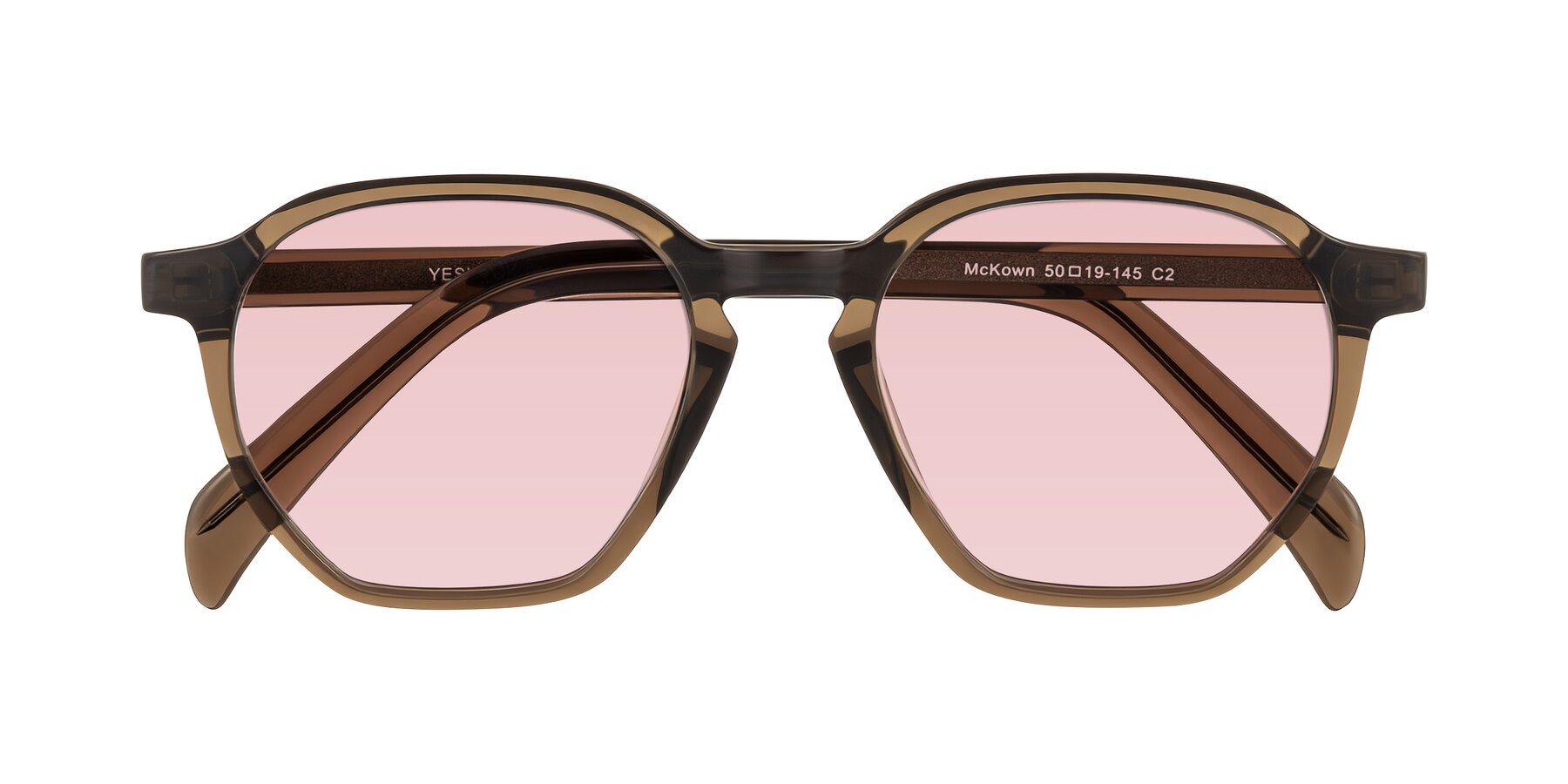 Folded Front of McKown in Brown with Light Garnet Tinted Lenses