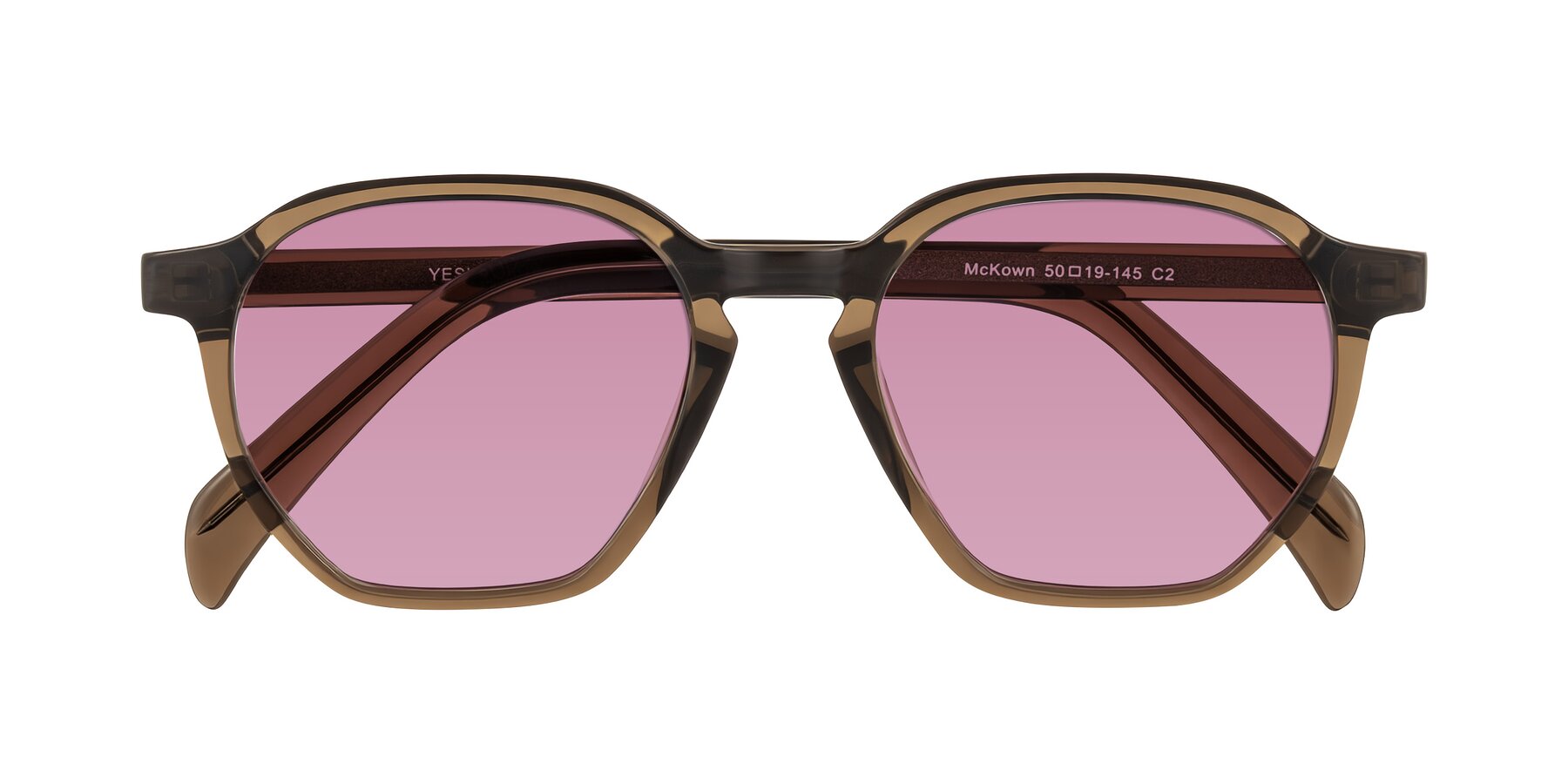 Folded Front of McKown in Brown with Medium Wine Tinted Lenses