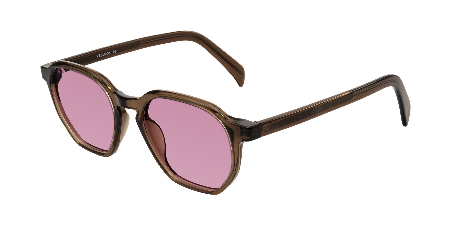 Angle of McKown in Brown with Medium Wine Tinted Lenses