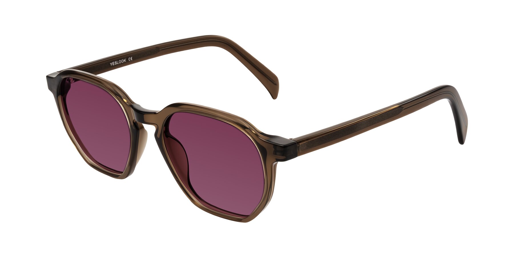Angle of McKown in Brown with Wine Tinted Lenses