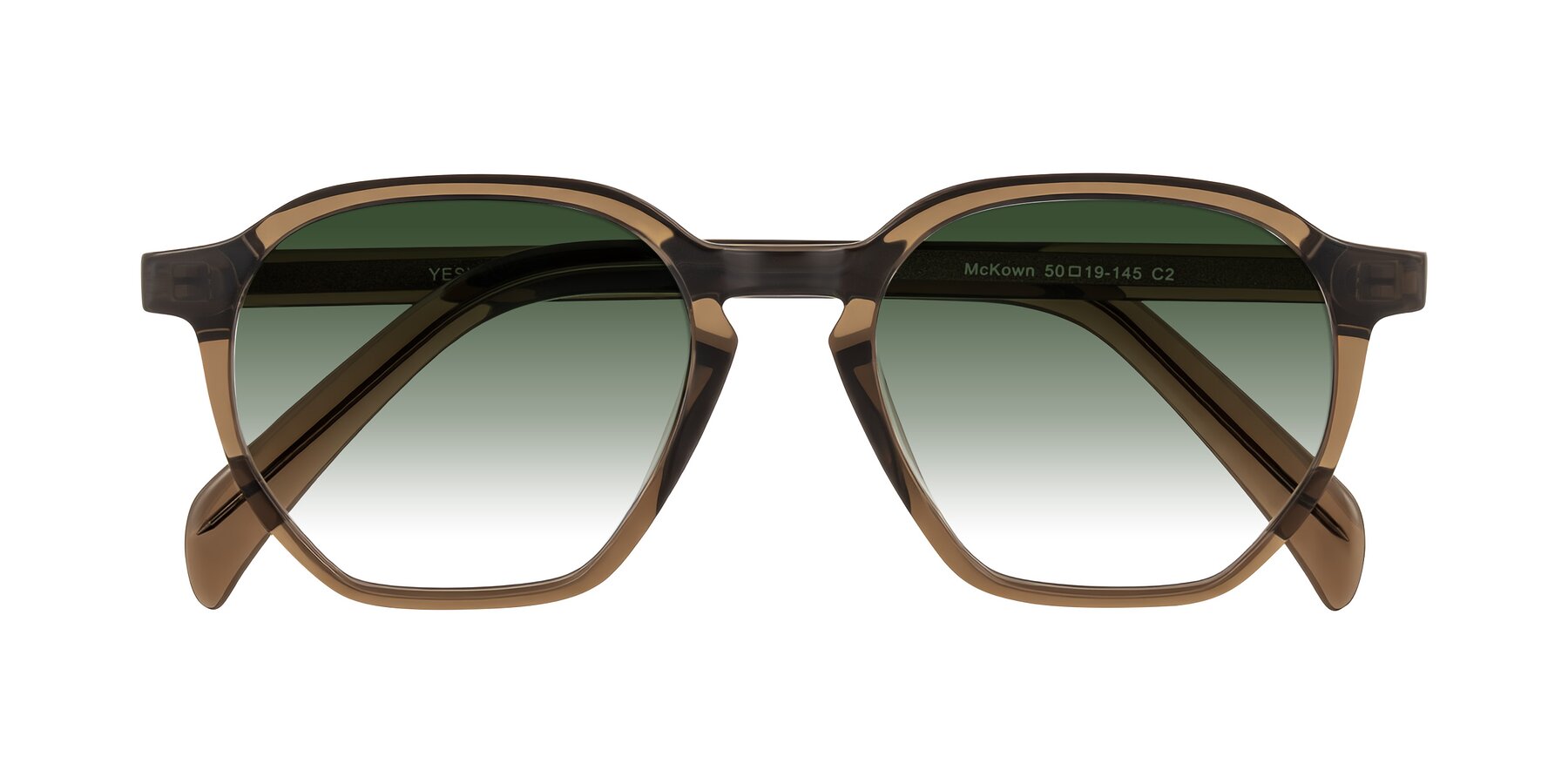 Folded Front of McKown in Brown with Green Gradient Lenses