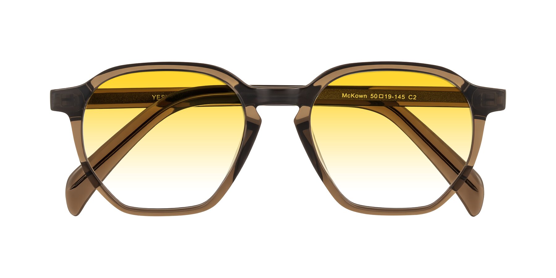 Folded Front of McKown in Brown with Yellow Gradient Lenses