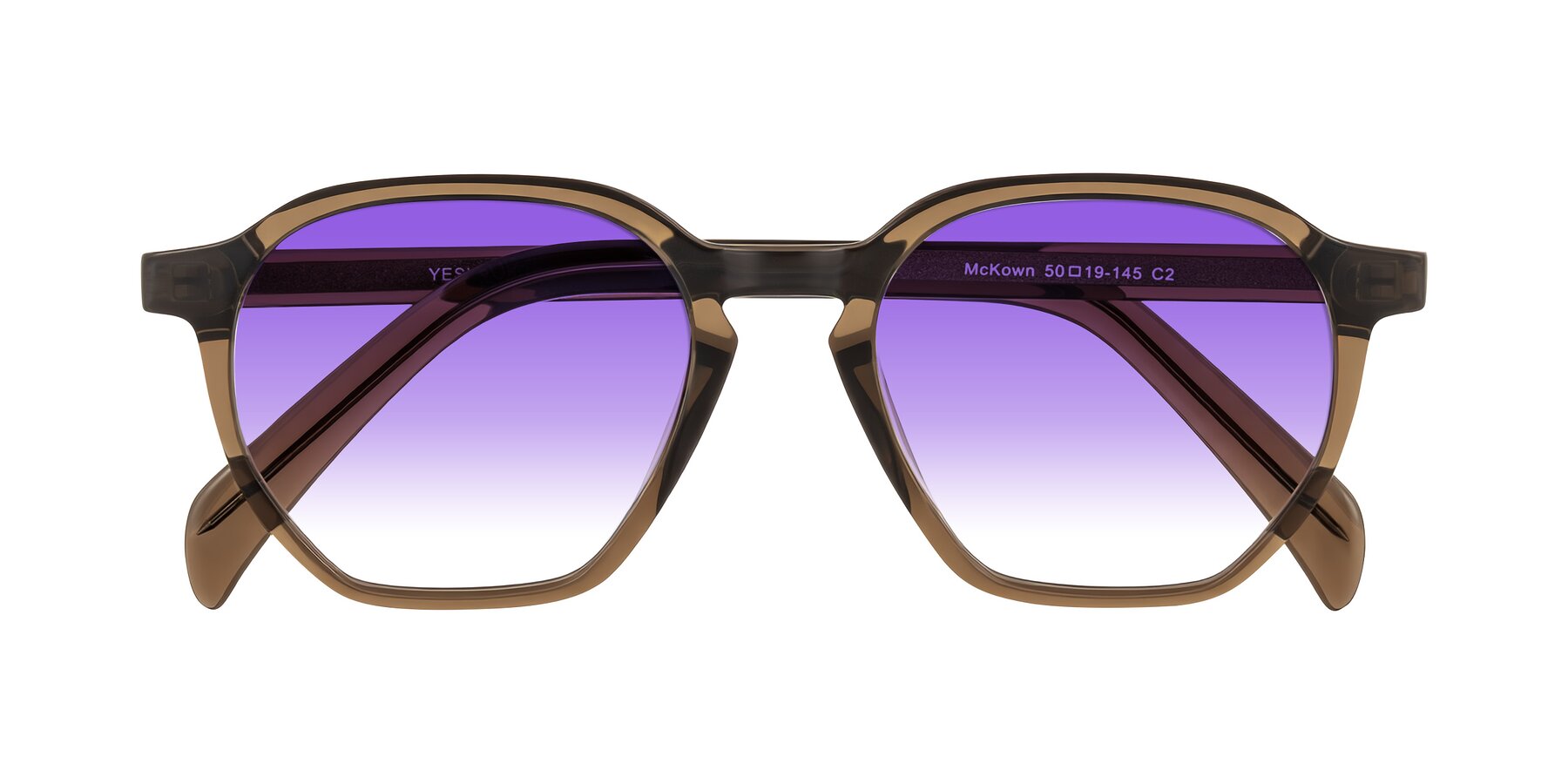 Folded Front of McKown in Brown with Purple Gradient Lenses