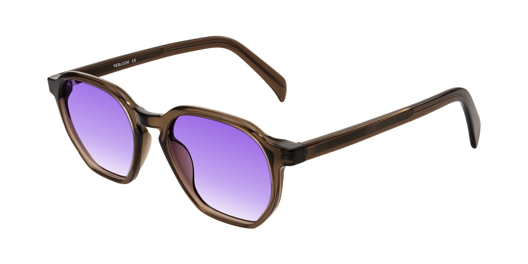 Angle of McKown in Brown with Purple Gradient Lenses
