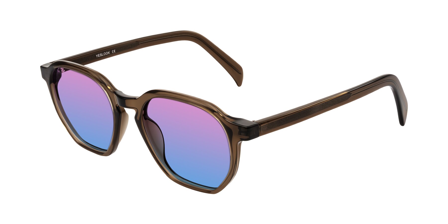 Angle of McKown in Brown with Pink / Blue Gradient Lenses
