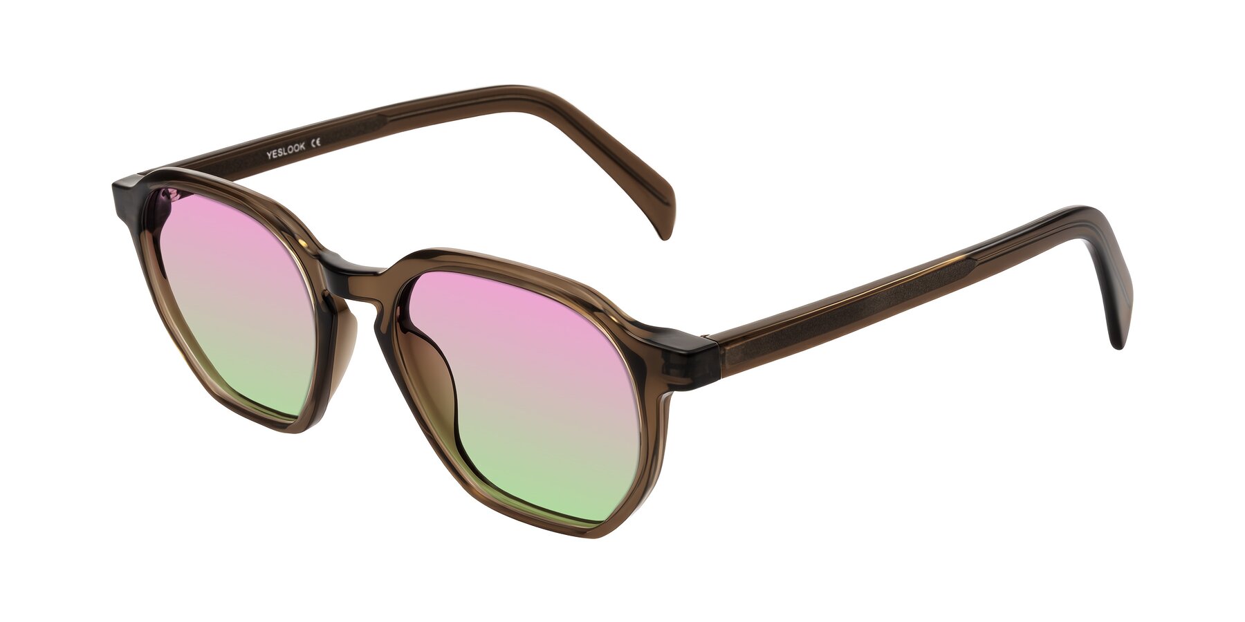 Angle of McKown in Brown with Pink / Green Gradient Lenses