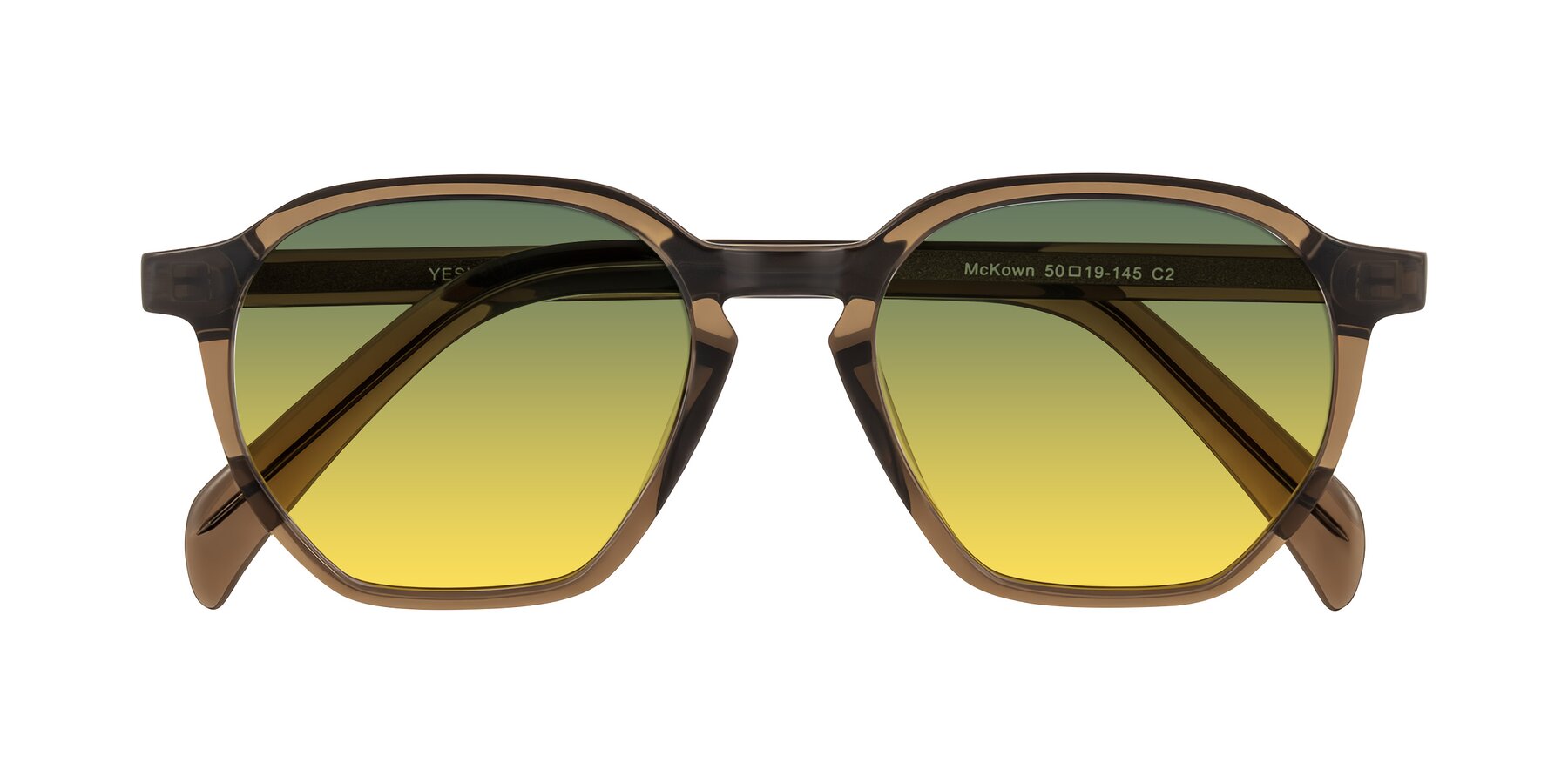Folded Front of McKown in Brown with Green / Yellow Gradient Lenses