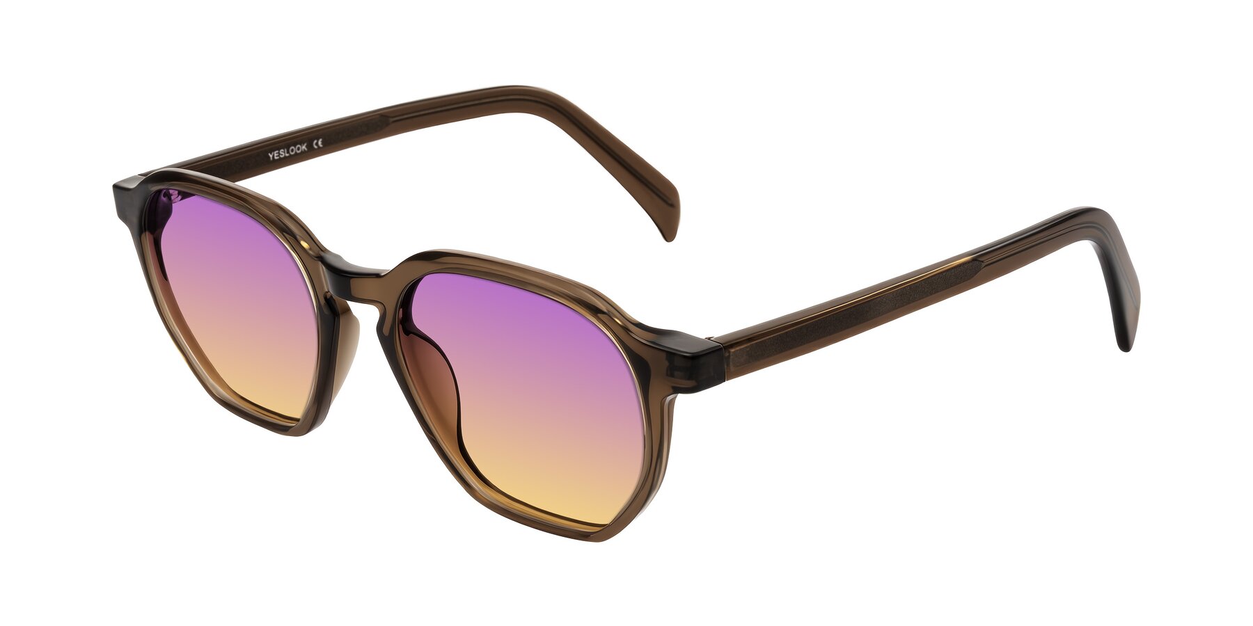 Angle of McKown in Brown with Purple / Yellow Gradient Lenses