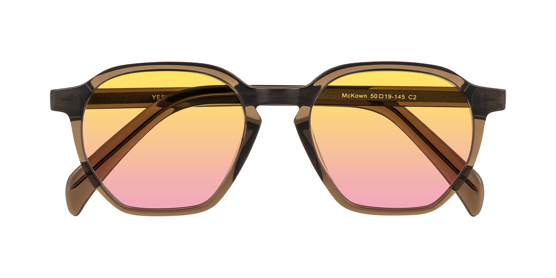 Folded Front of McKown in Brown with Yellow / Pink Gradient Lenses