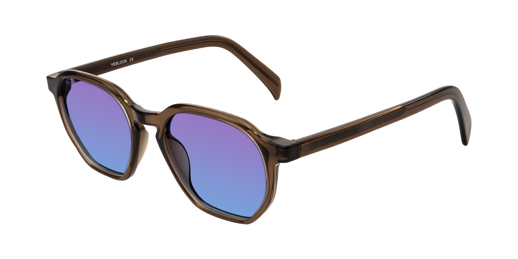Angle of McKown in Brown with Purple / Blue Gradient Lenses