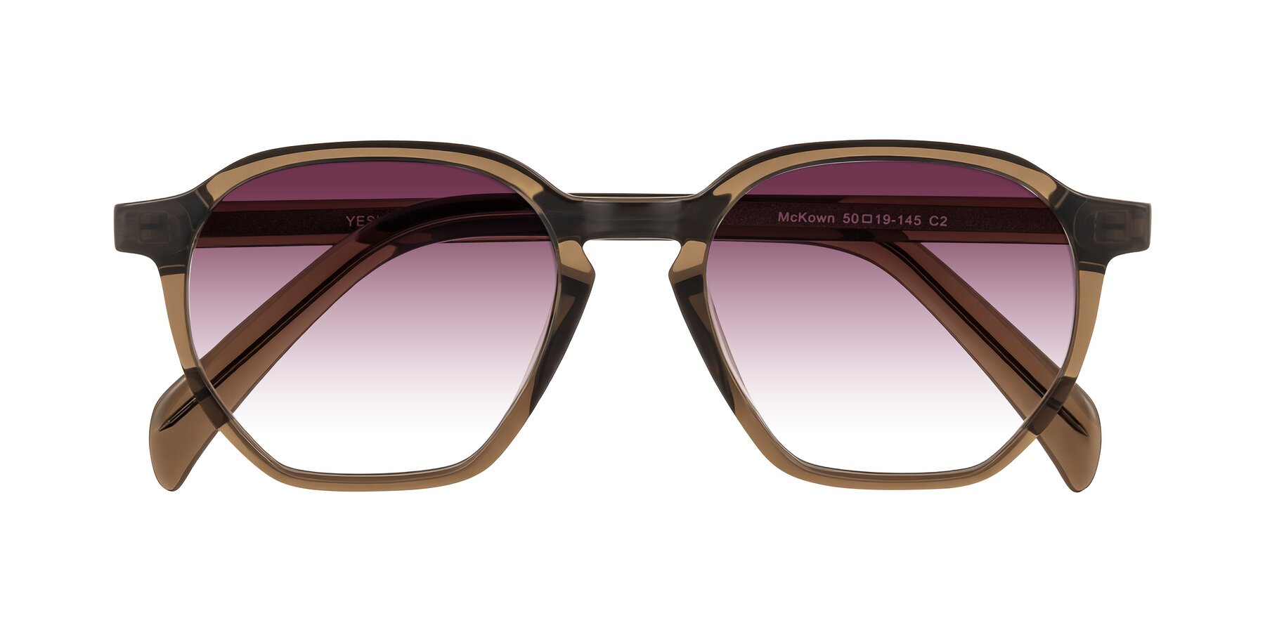 Folded Front of McKown in Brown with Wine Gradient Lenses