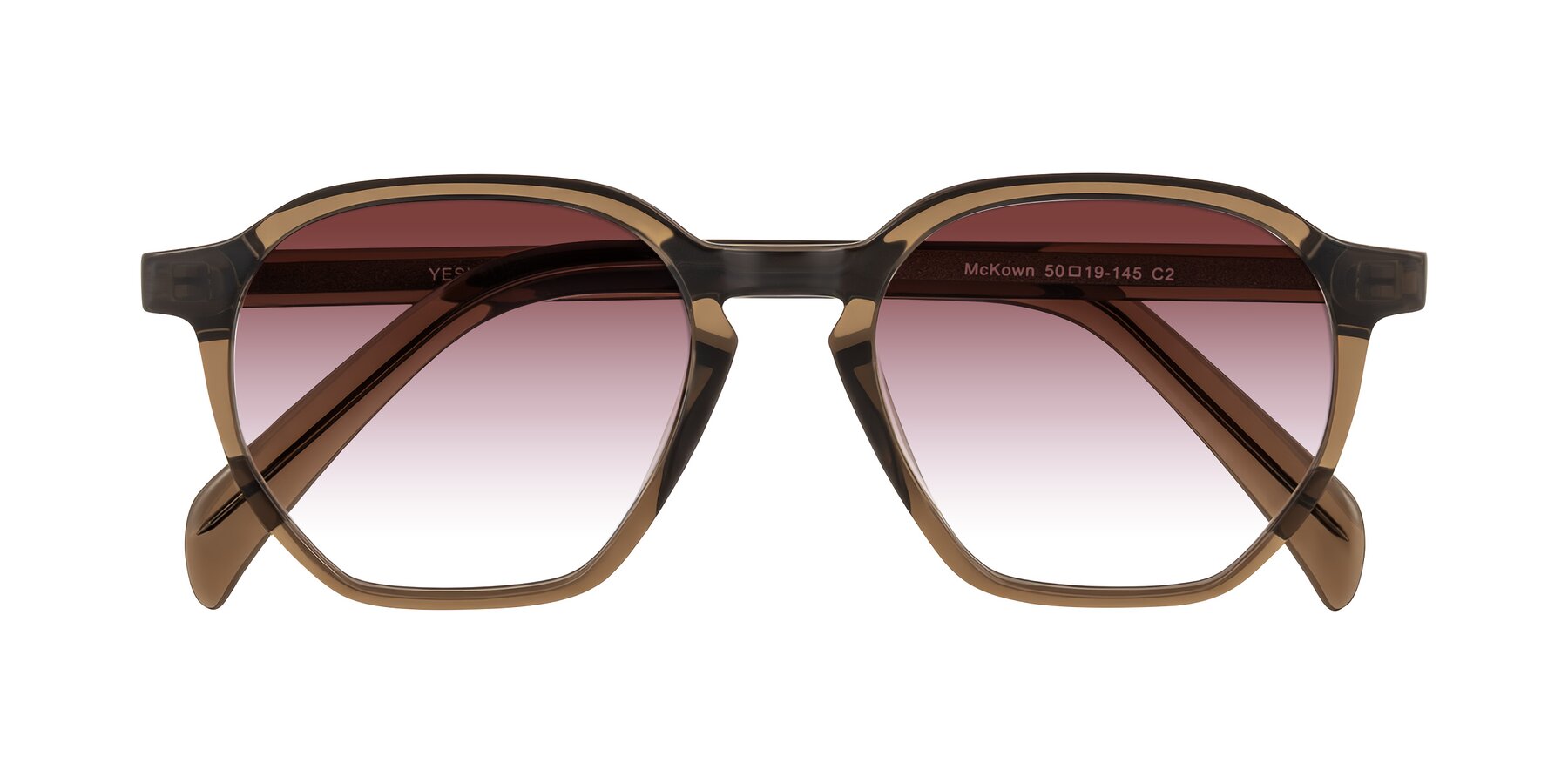 Folded Front of McKown in Brown with Garnet Gradient Lenses