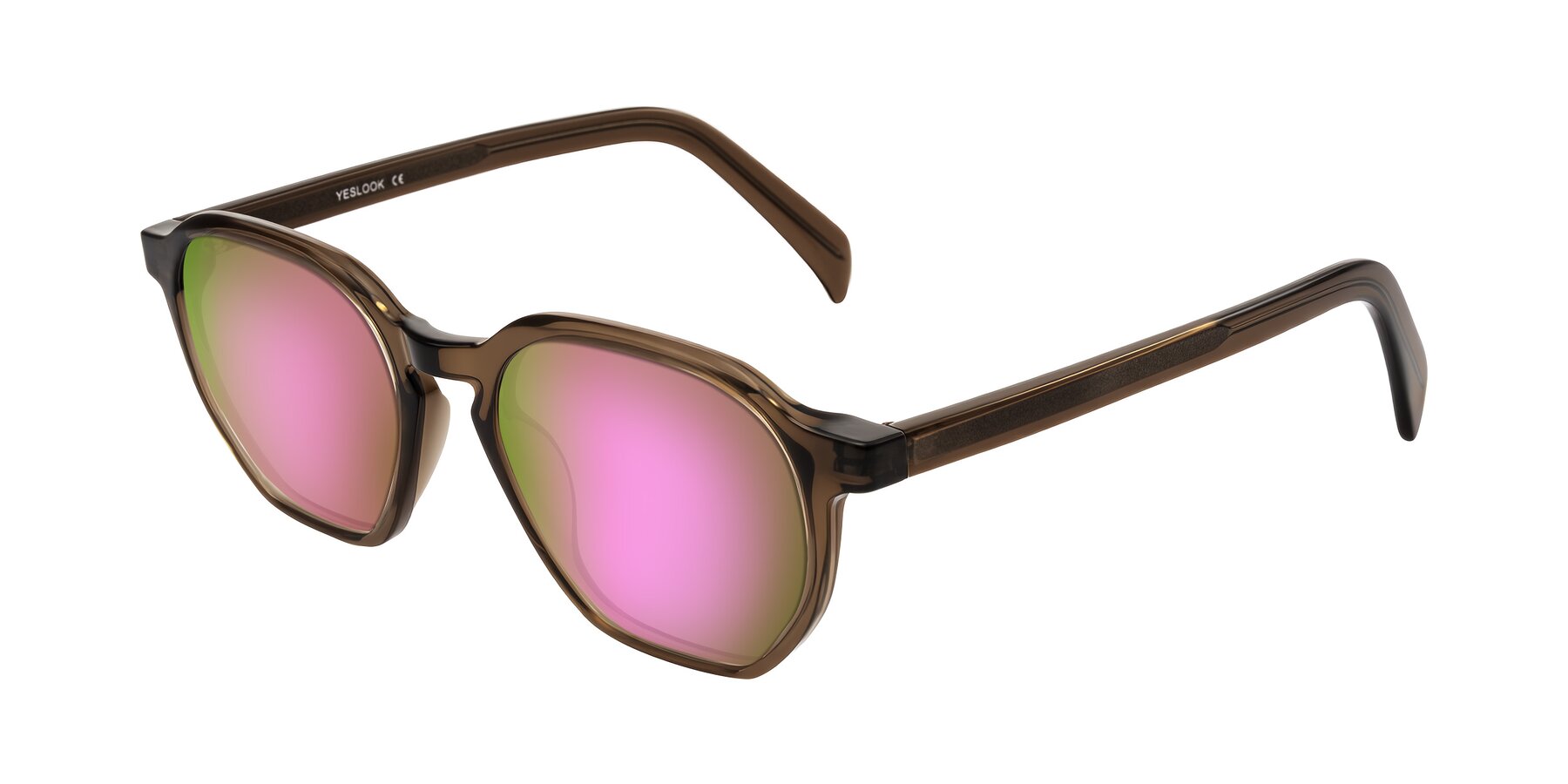 Angle of McKown in Brown with Pink Mirrored Lenses