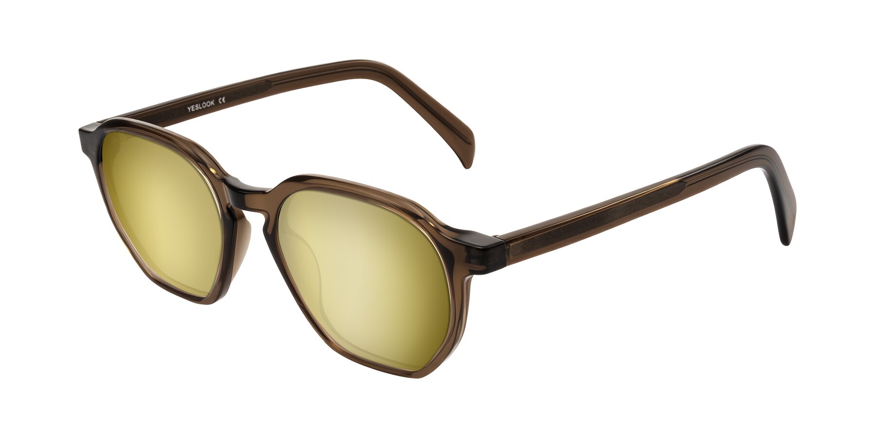 Angle of McKown in Brown with Gold Mirrored Lenses