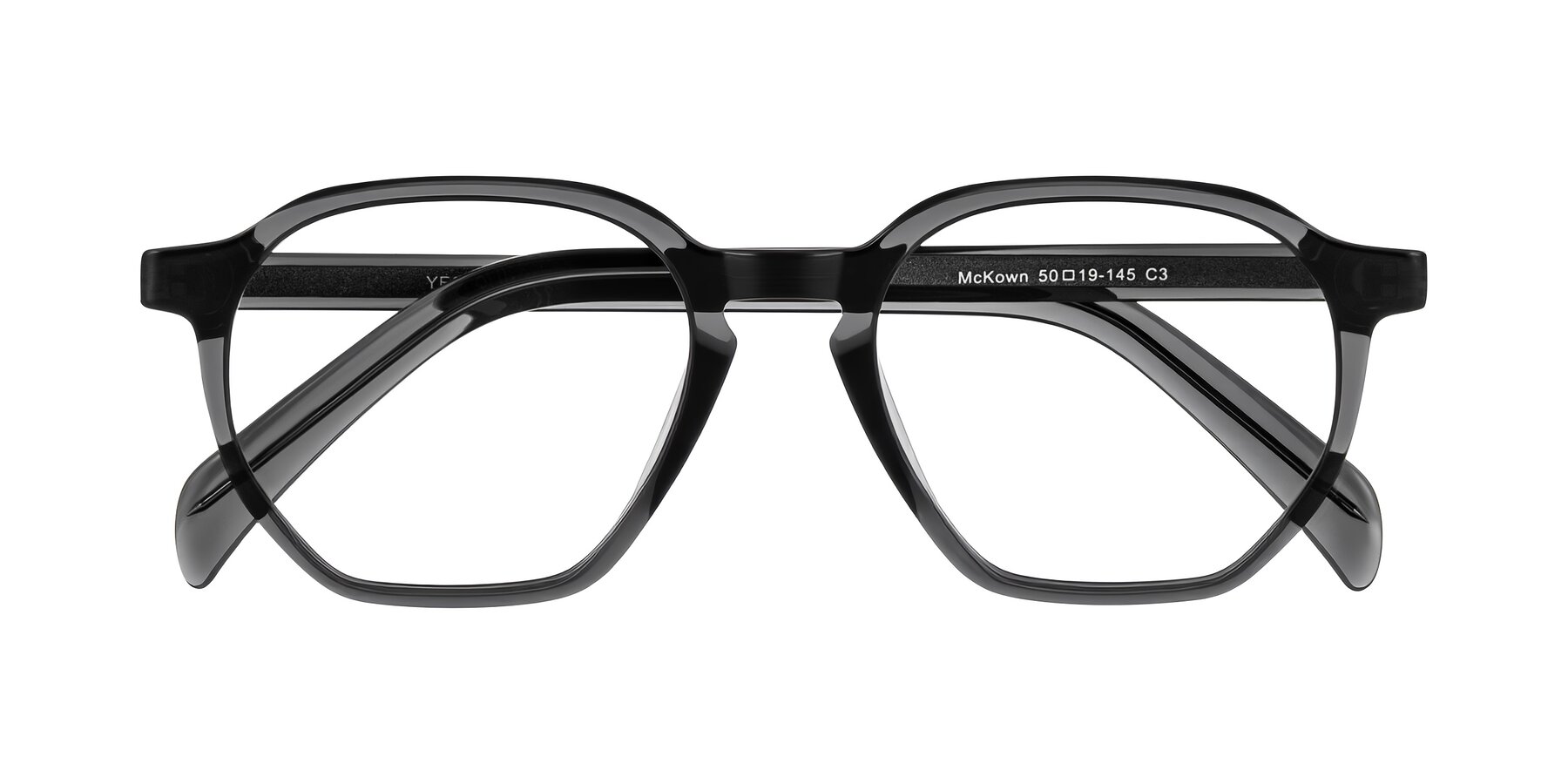 Folded Front of McKown in Gray with Clear Eyeglass Lenses
