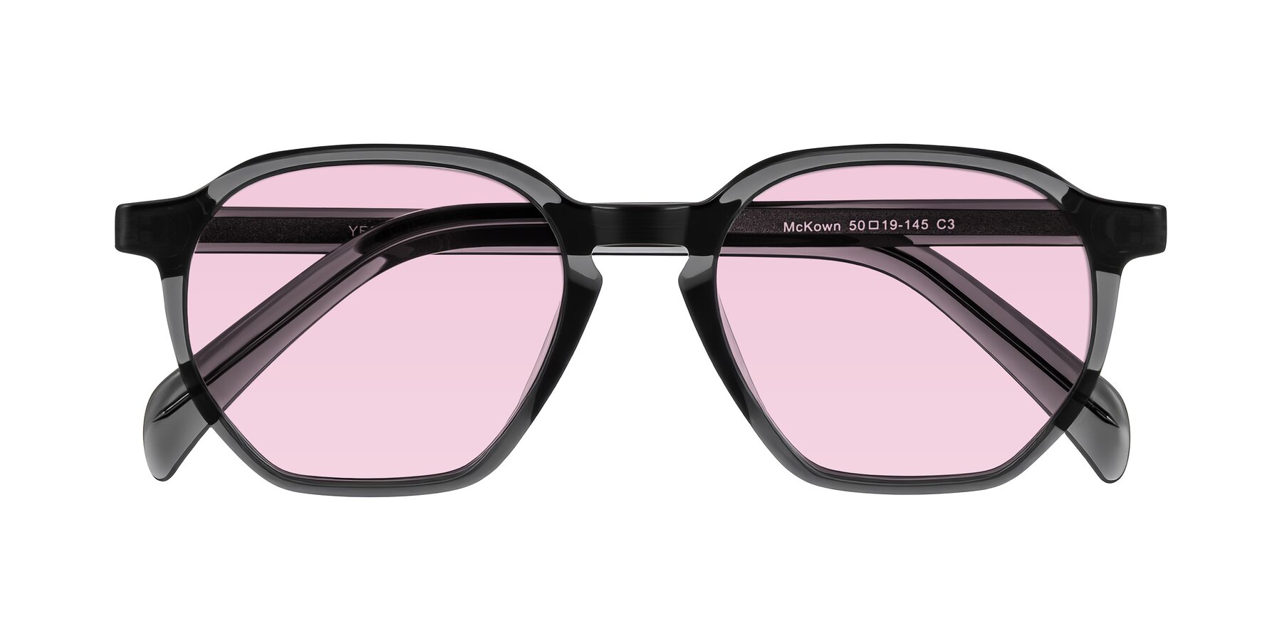 Folded Front of McKown in Gray with Light Pink Tinted Lenses