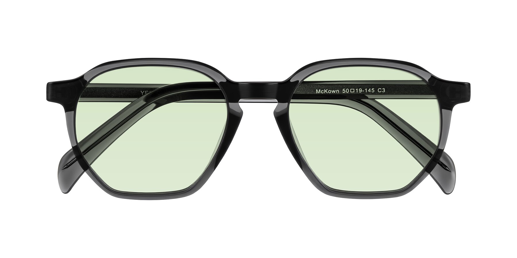 Folded Front of McKown in Gray with Light Green Tinted Lenses
