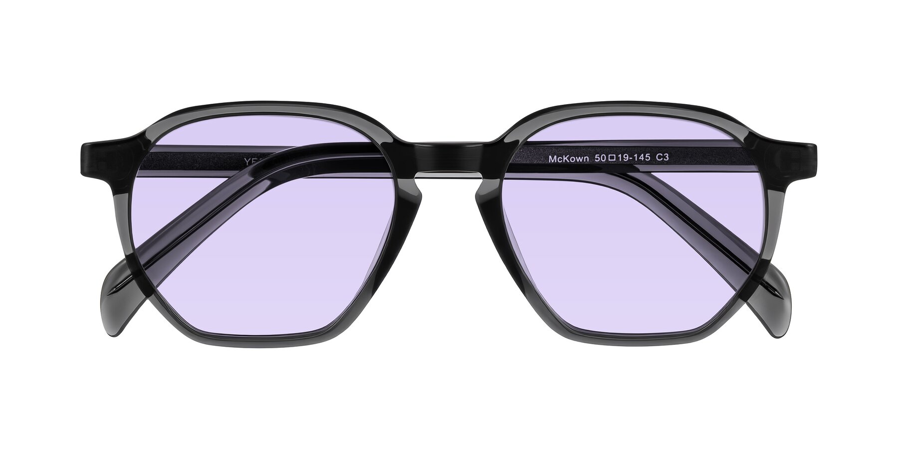 Folded Front of McKown in Gray with Light Purple Tinted Lenses