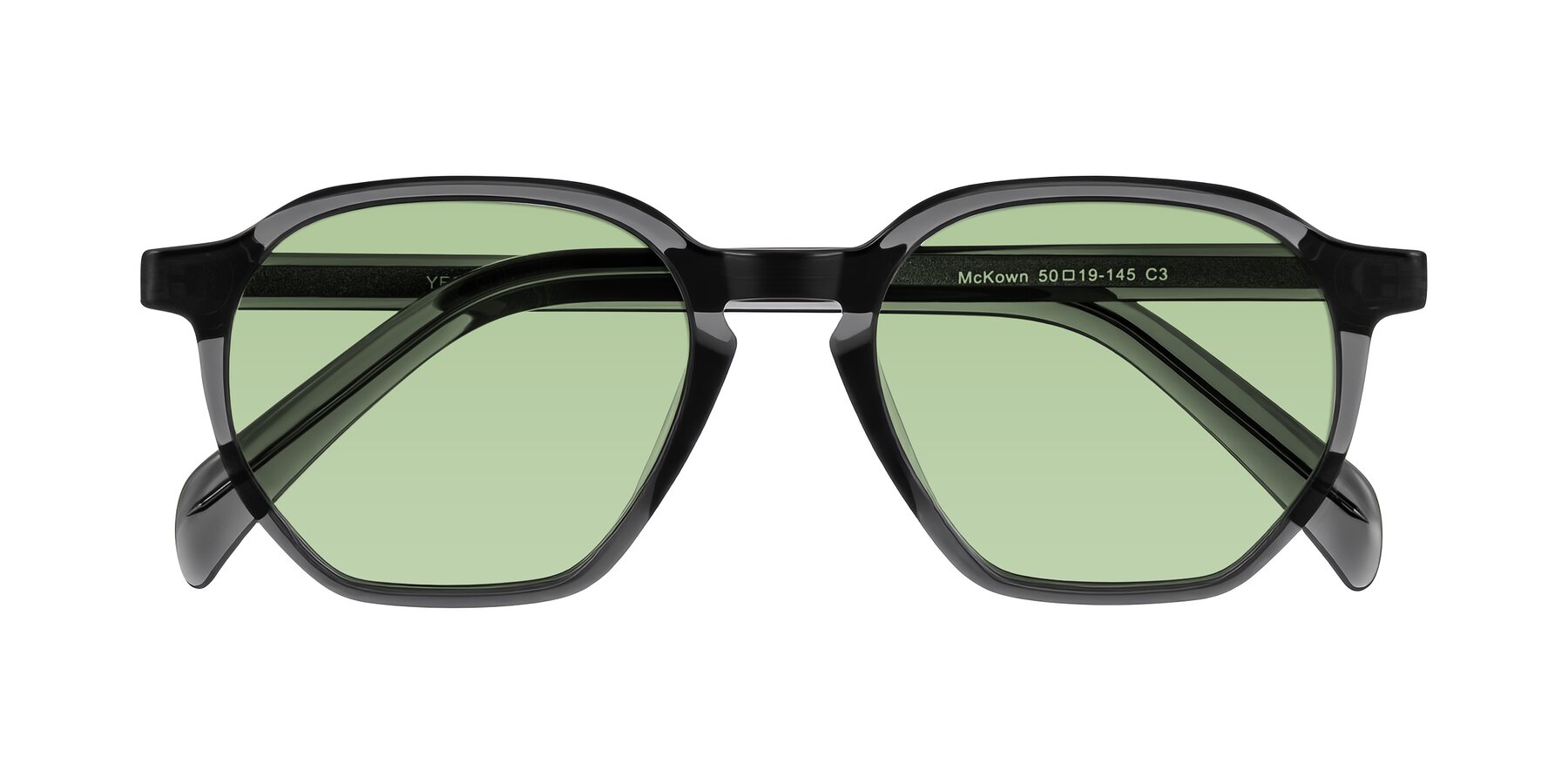 Folded Front of McKown in Gray with Medium Green Tinted Lenses