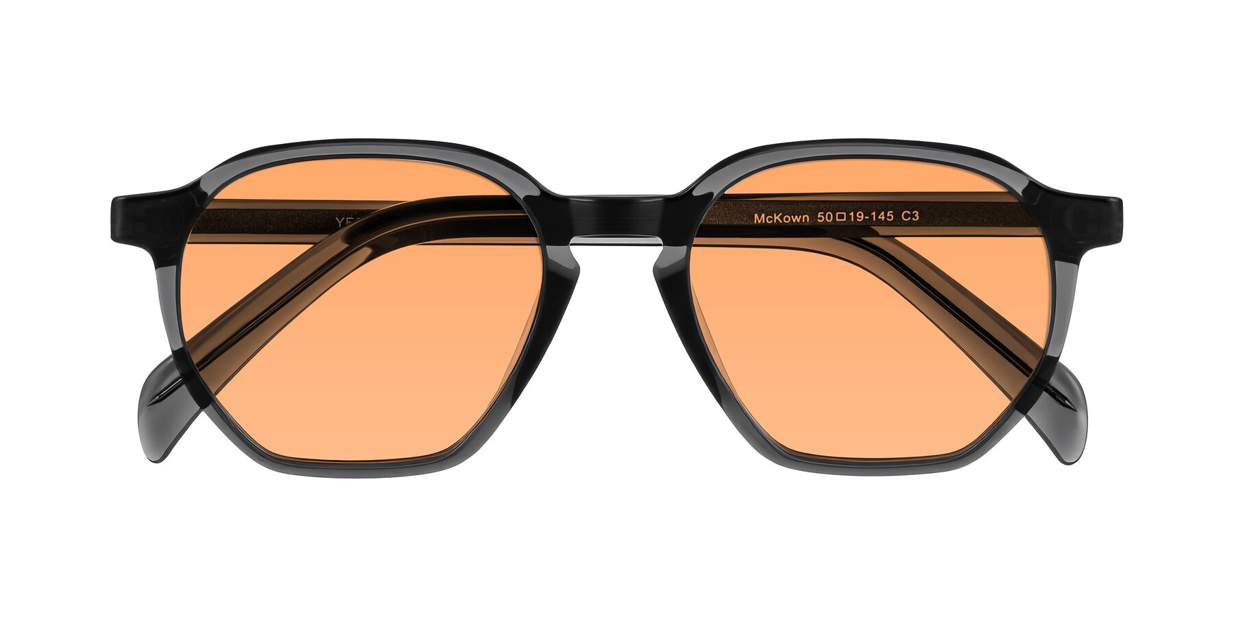 Folded Front of McKown in Gray with Medium Orange Tinted Lenses