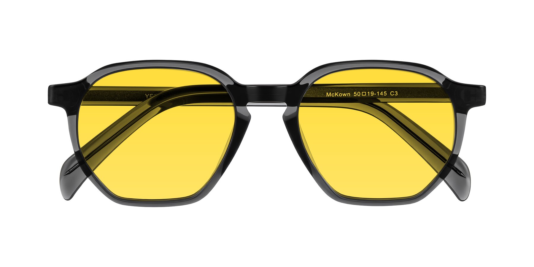 Folded Front of McKown in Gray with Yellow Tinted Lenses