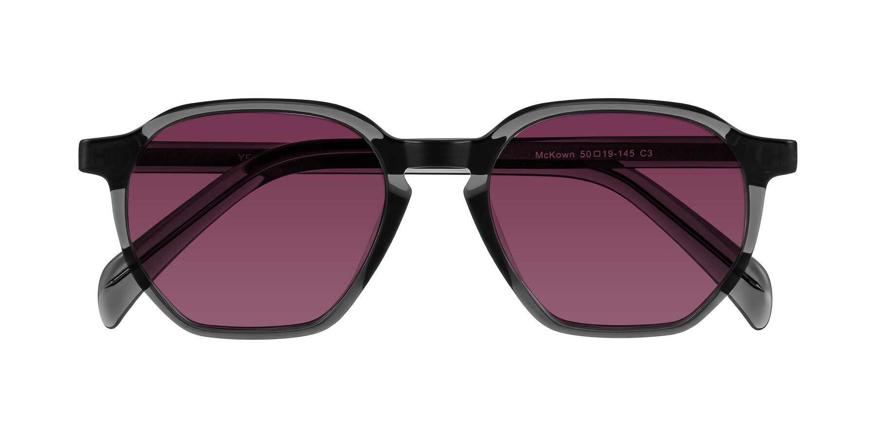 Folded Front of McKown in Gray with Wine Tinted Lenses