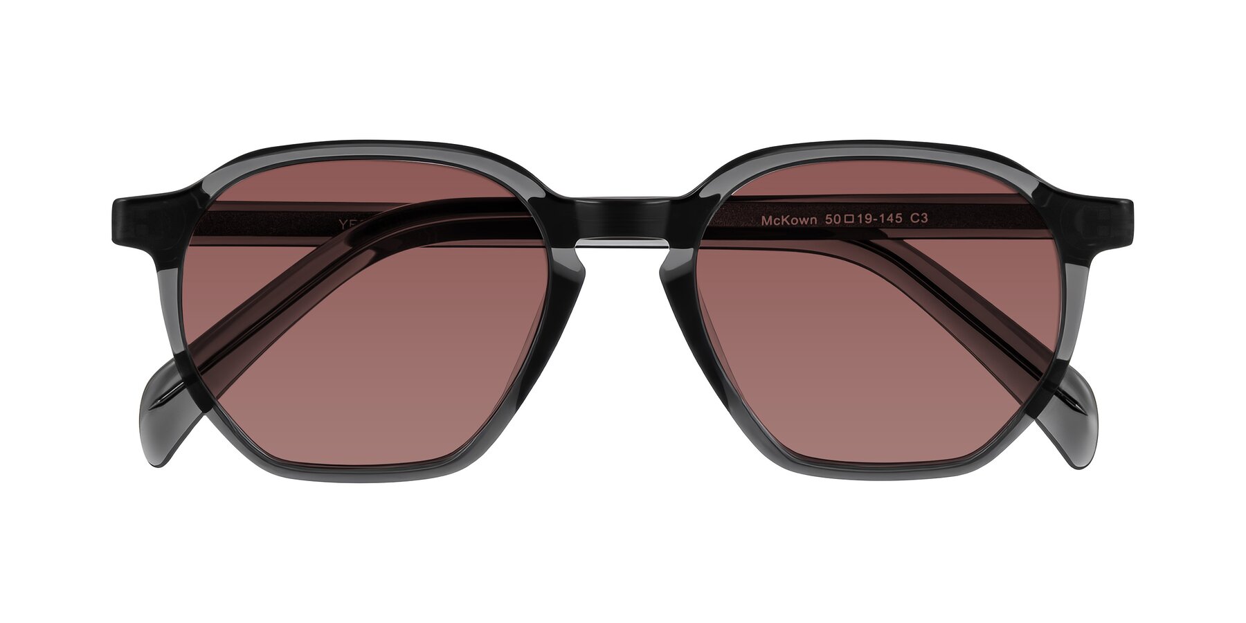 Folded Front of McKown in Gray with Garnet Tinted Lenses