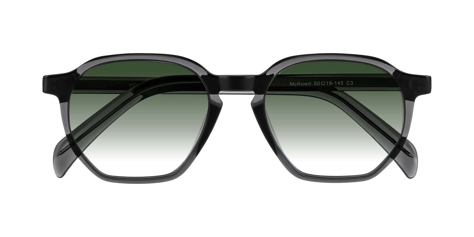Folded Front of McKown in Gray with Green Gradient Lenses