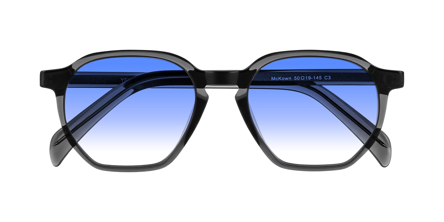 Folded Front of McKown in Gray with Blue Gradient Lenses