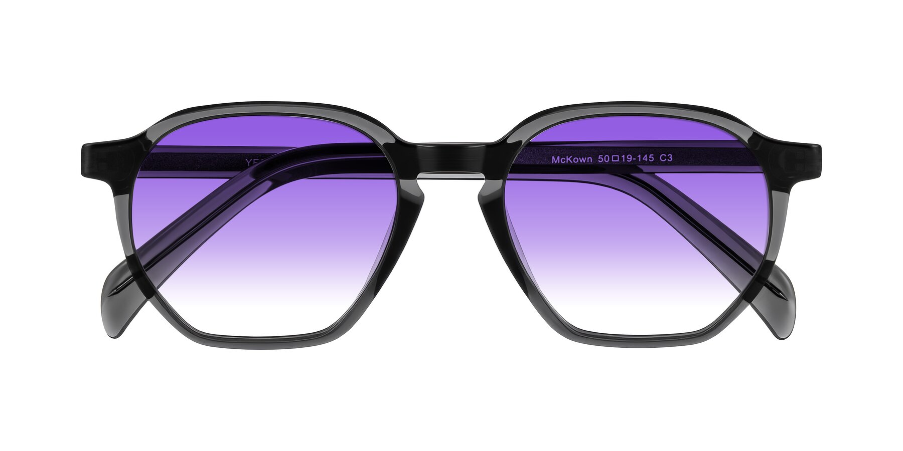 Folded Front of McKown in Gray with Purple Gradient Lenses