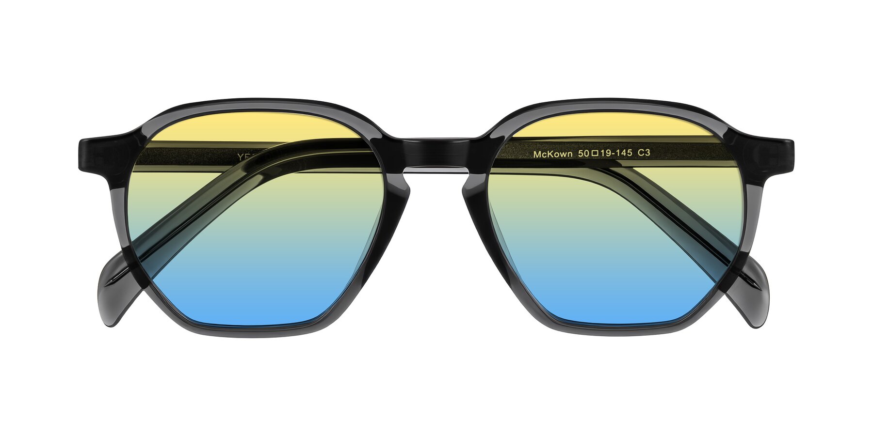 Folded Front of McKown in Gray with Yellow / Blue Gradient Lenses