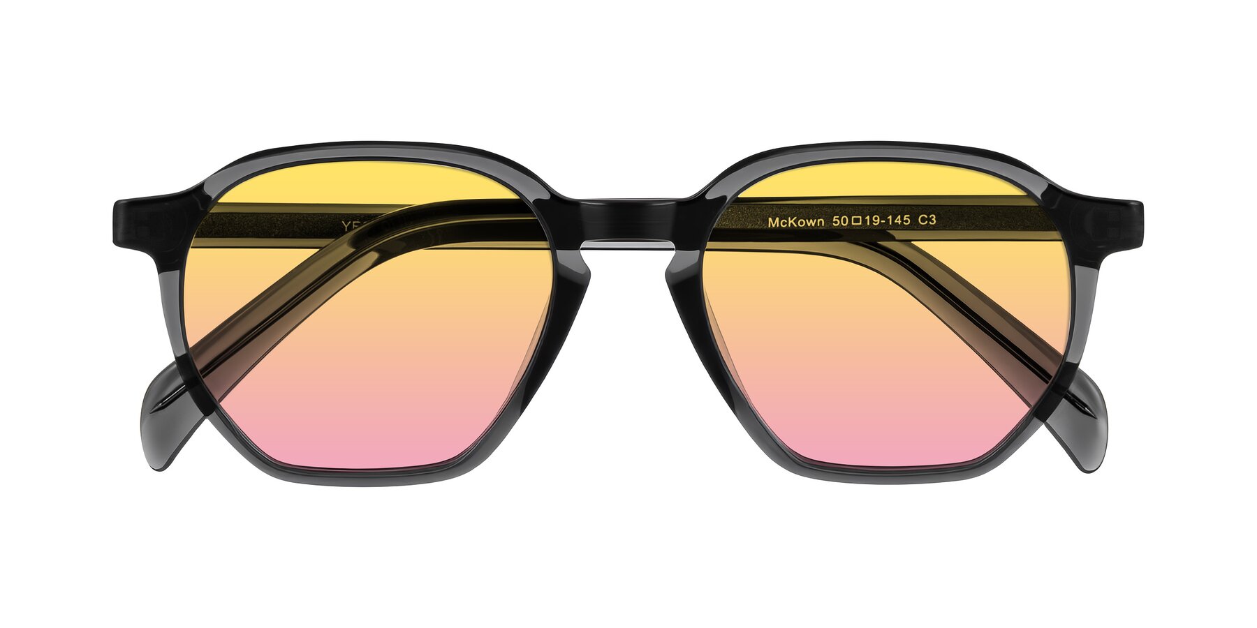 Folded Front of McKown in Gray with Yellow / Pink Gradient Lenses