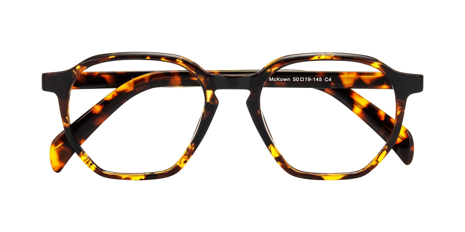 Folded Front of McKown in Tortise with Clear Reading Eyeglass Lenses