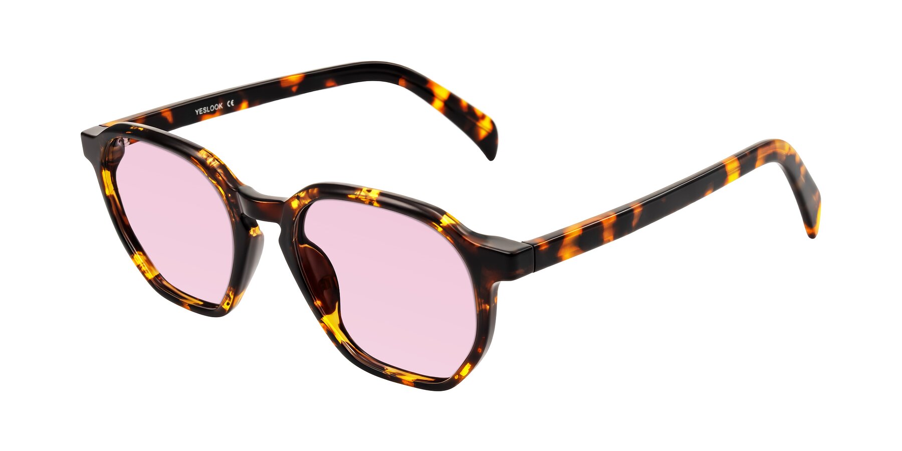Angle of McKown in Tortise with Light Pink Tinted Lenses