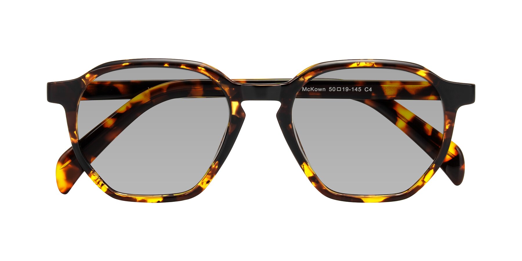 Folded Front of McKown in Tortise with Light Gray Tinted Lenses