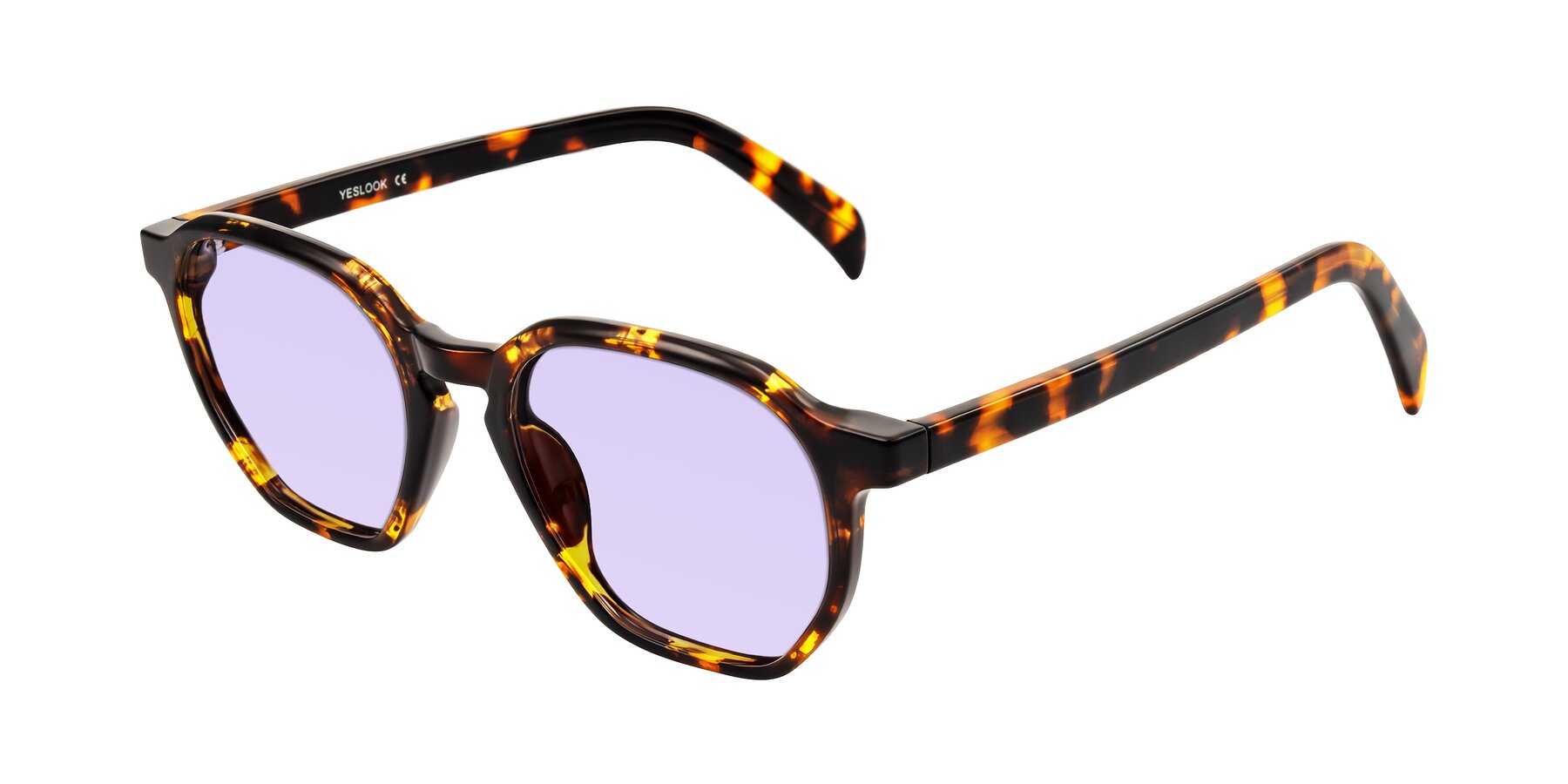 Angle of McKown in Tortise with Light Purple Tinted Lenses