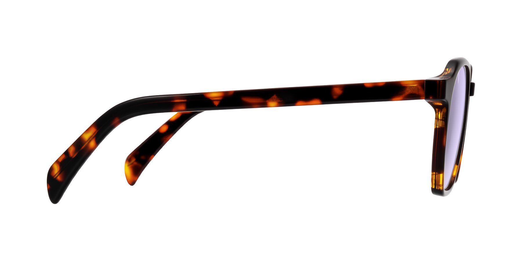 Side of McKown in Tortise with Light Purple Tinted Lenses