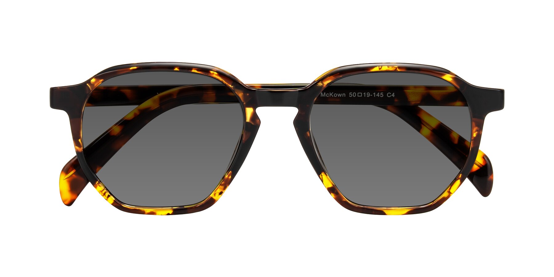 Folded Front of McKown in Tortise with Medium Gray Tinted Lenses
