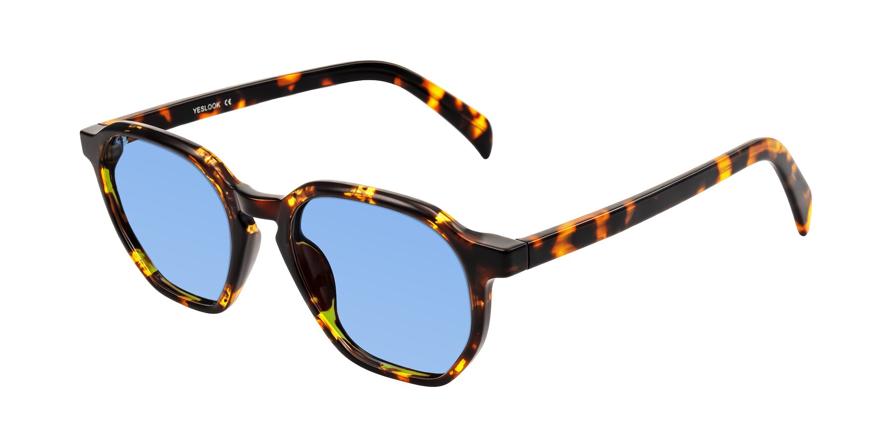 Angle of McKown in Tortise with Medium Blue Tinted Lenses