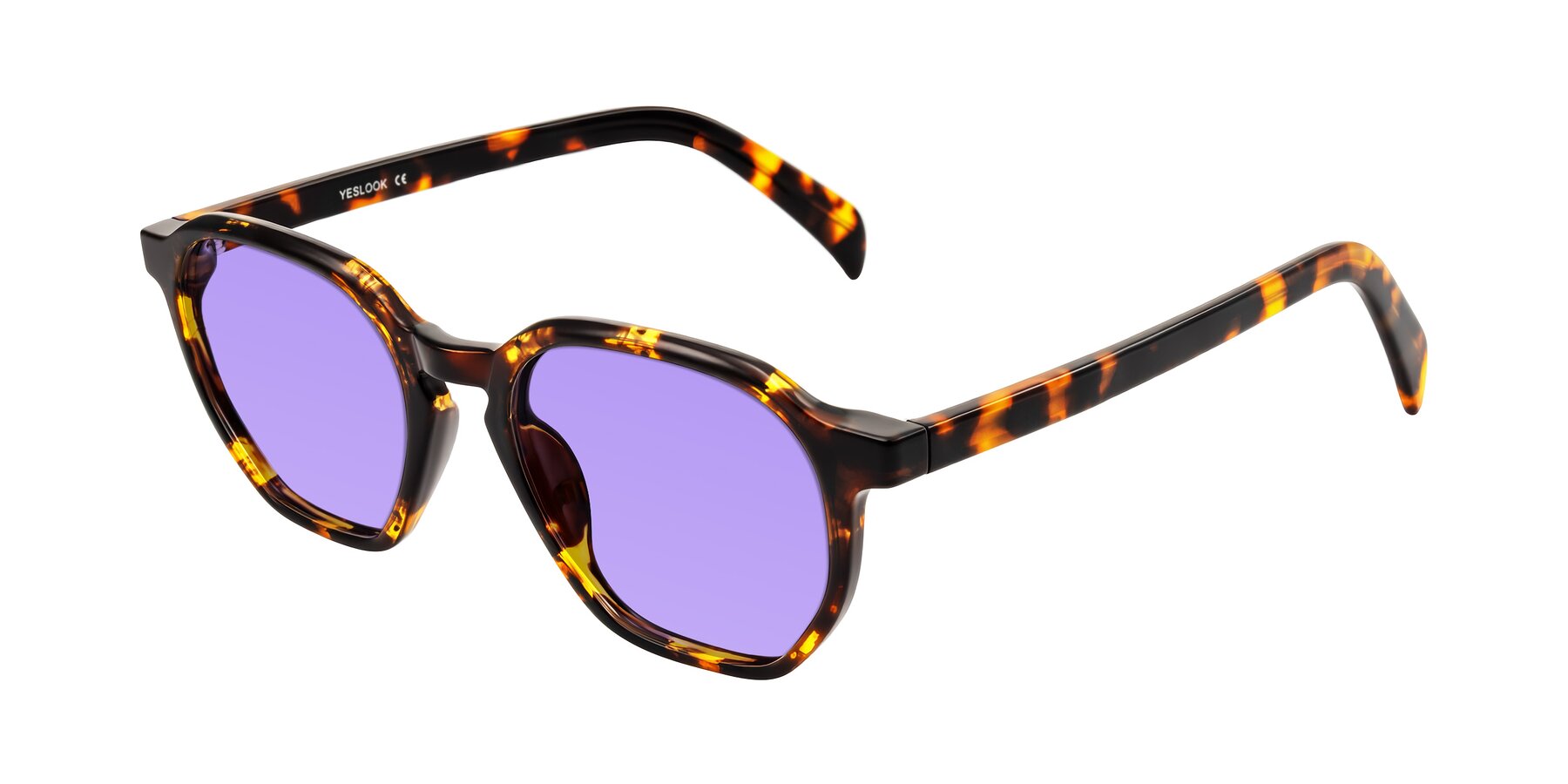 Angle of McKown in Tortise with Medium Purple Tinted Lenses