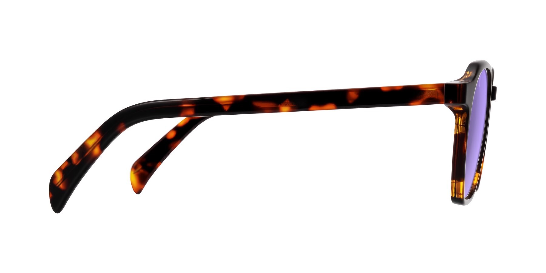 Side of McKown in Tortise with Medium Purple Tinted Lenses