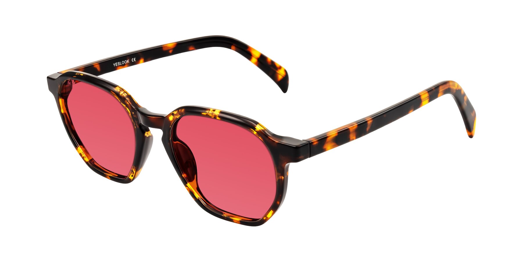 Angle of McKown in Tortise with Red Tinted Lenses