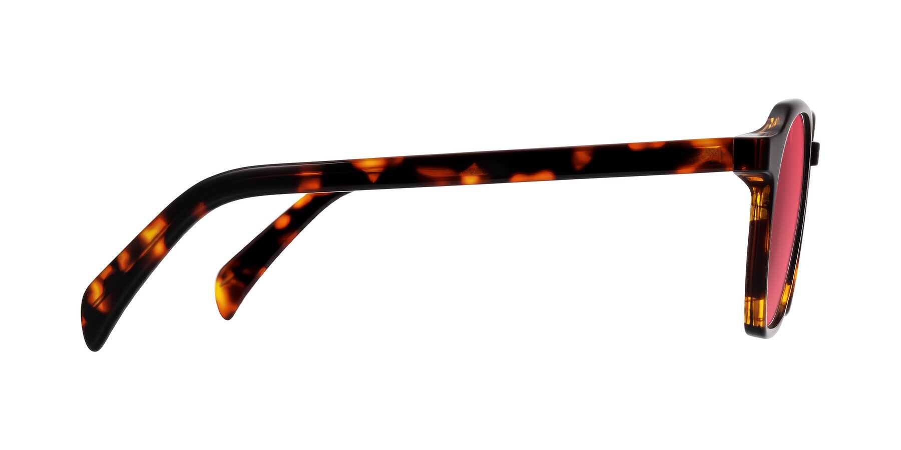 Side of McKown in Tortise with Red Tinted Lenses