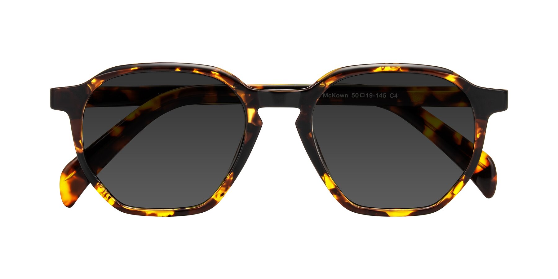 Folded Front of McKown in Tortise with Gray Tinted Lenses