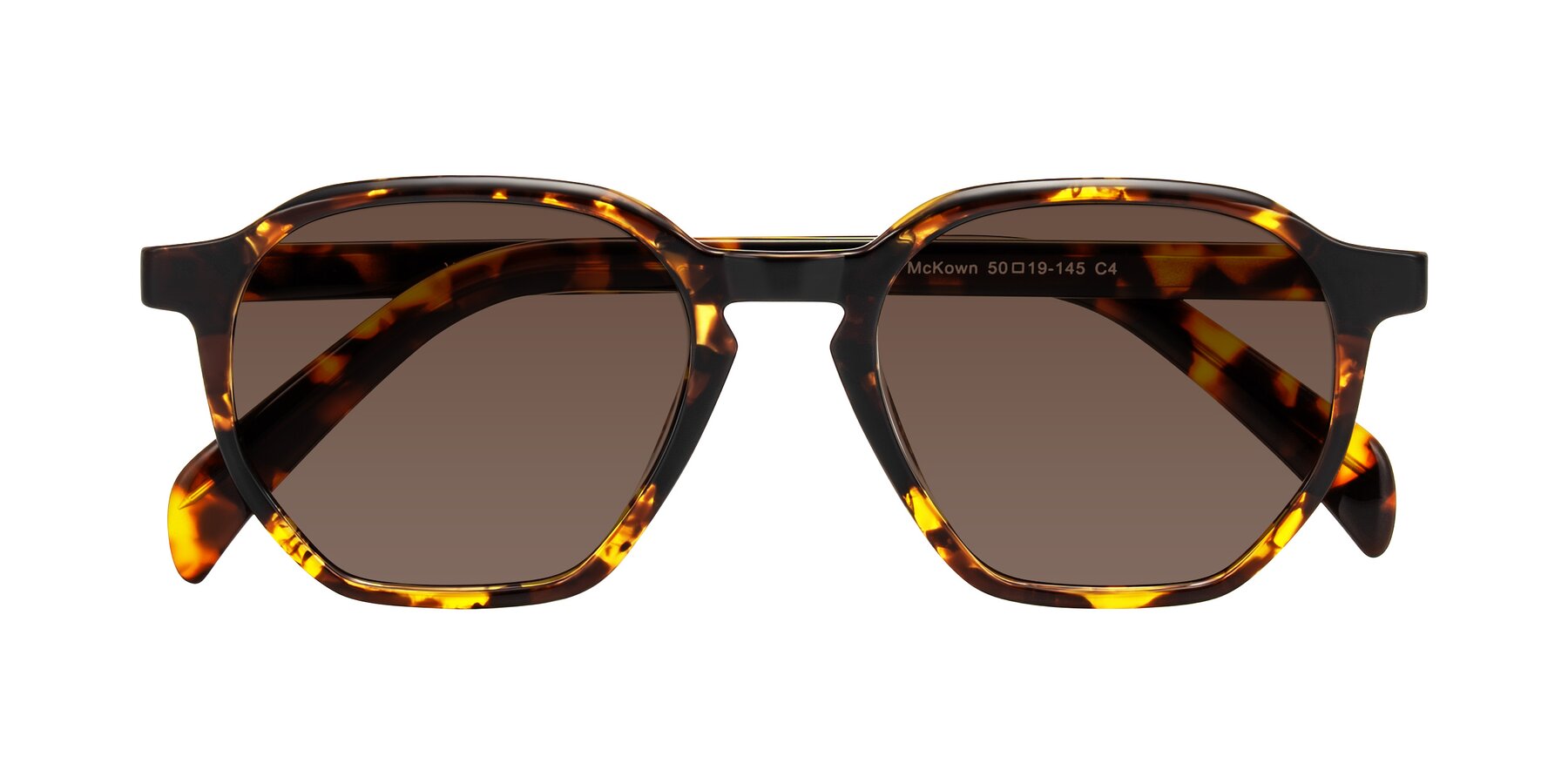 Folded Front of McKown in Tortise with Brown Tinted Lenses