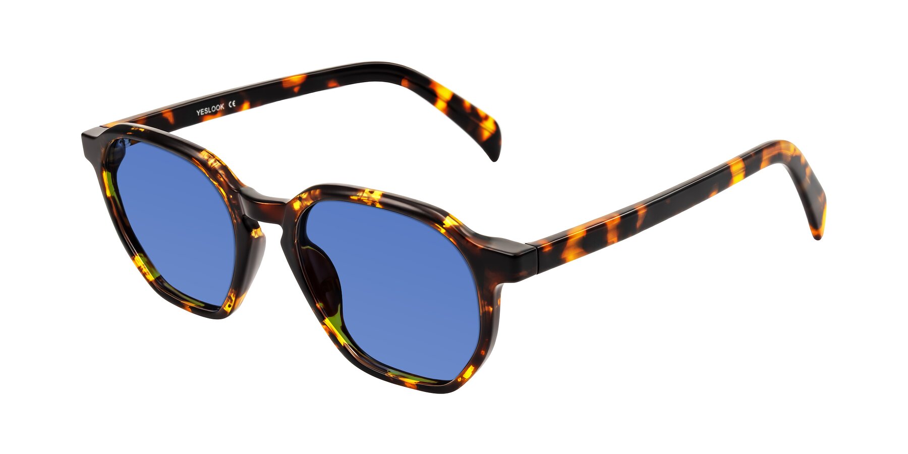 Angle of McKown in Tortise with Blue Tinted Lenses