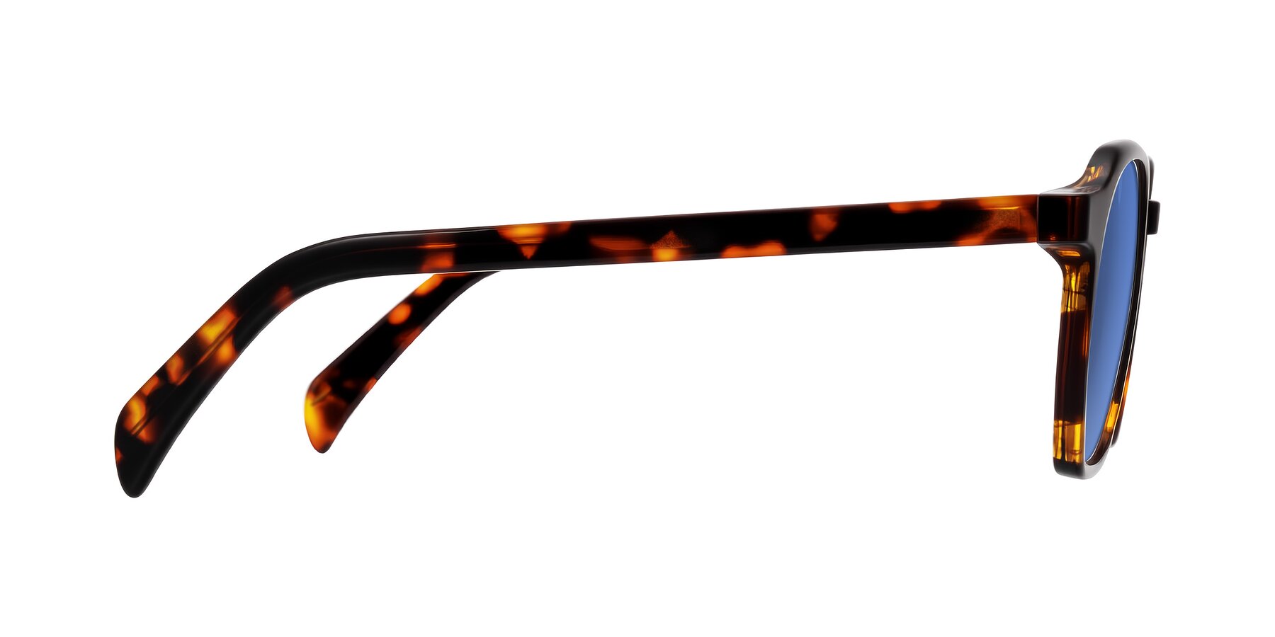 Side of McKown in Tortise with Blue Tinted Lenses