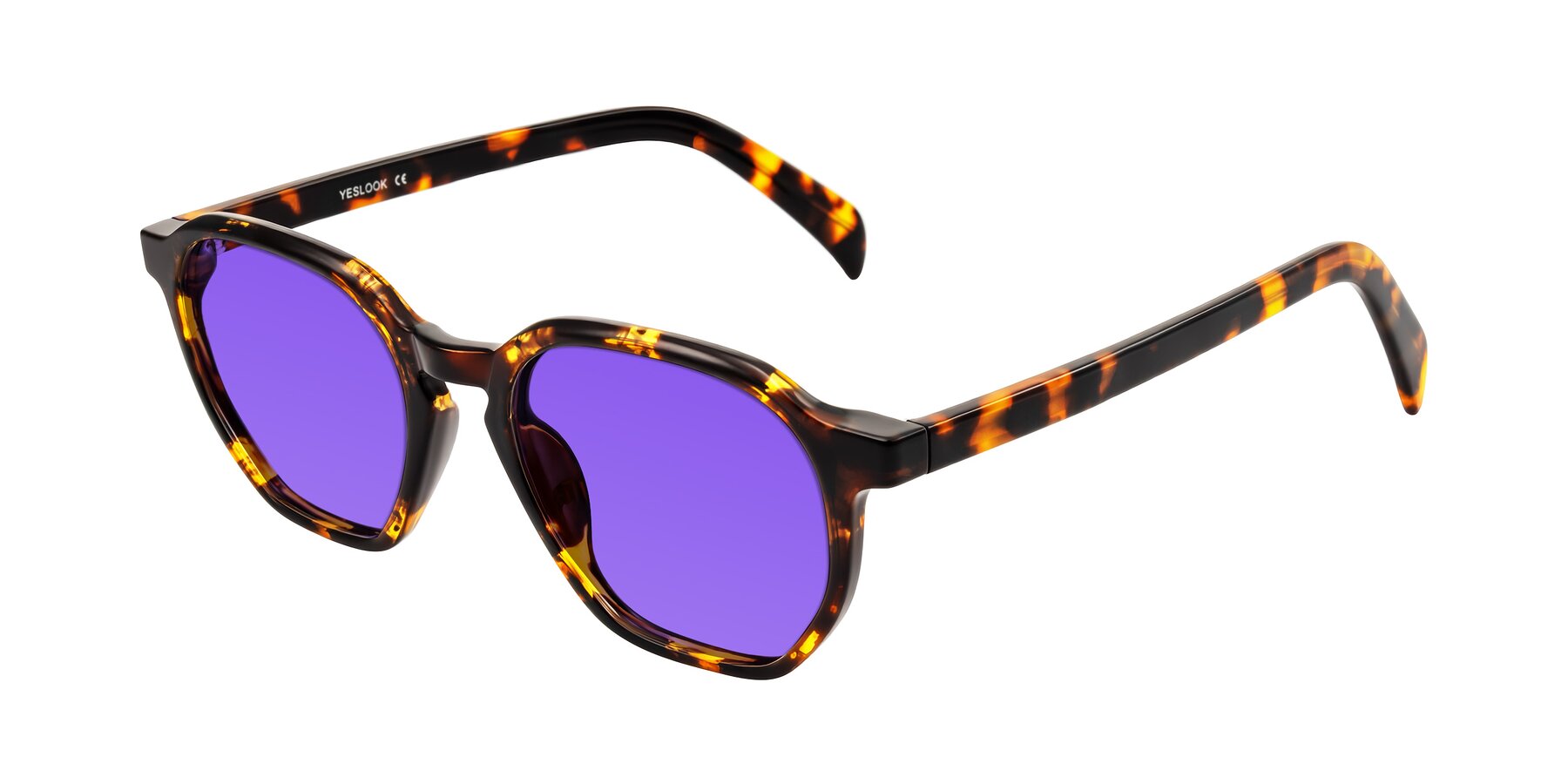 Angle of McKown in Tortise with Purple Tinted Lenses