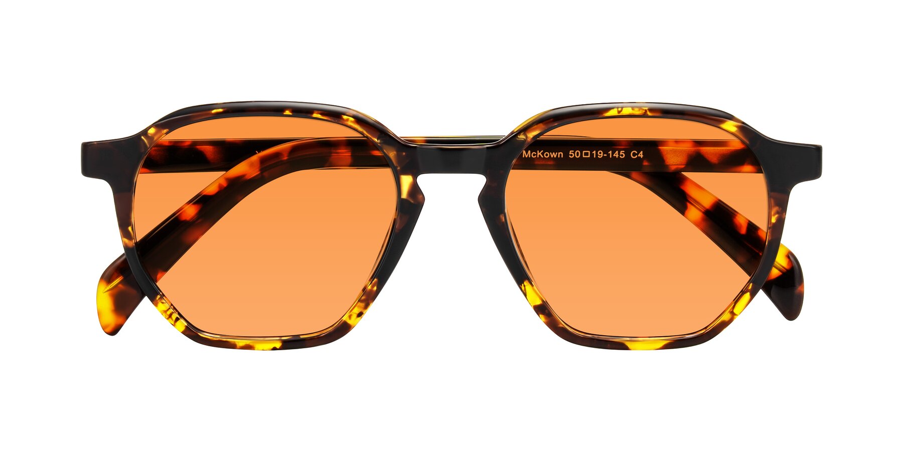 Folded Front of McKown in Tortise with Orange Tinted Lenses