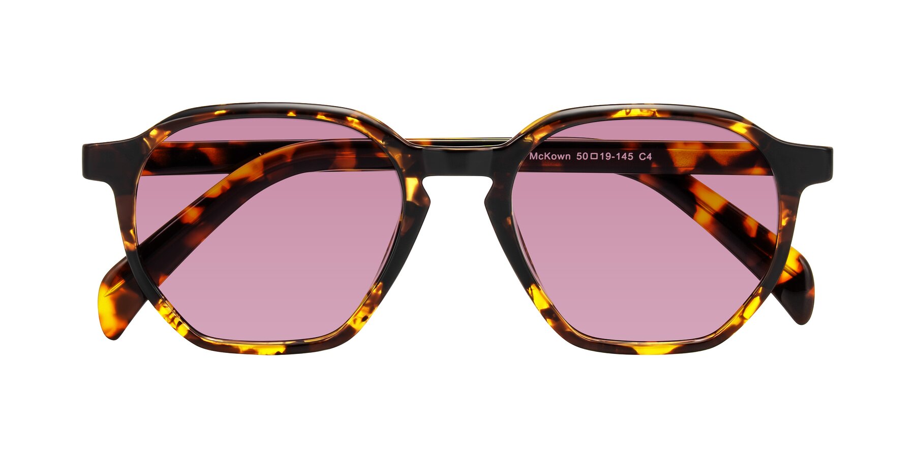 Folded Front of McKown in Tortise with Medium Wine Tinted Lenses